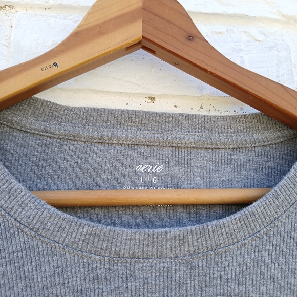 Aerie Ribbed Twist Front Dress Large Gray - Picture 4 of 7